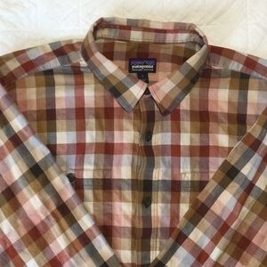 Patagonia Men's Checkered Shirt - Brown and Pink